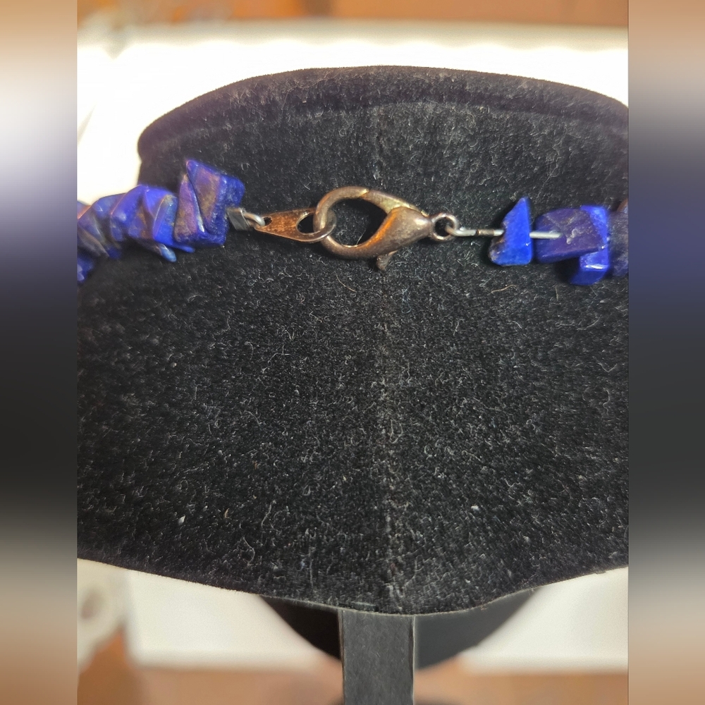 Sodalite Chip Necklace with Pendant and Coordinating Sodalite Bracelet - Picture 3 of 10
